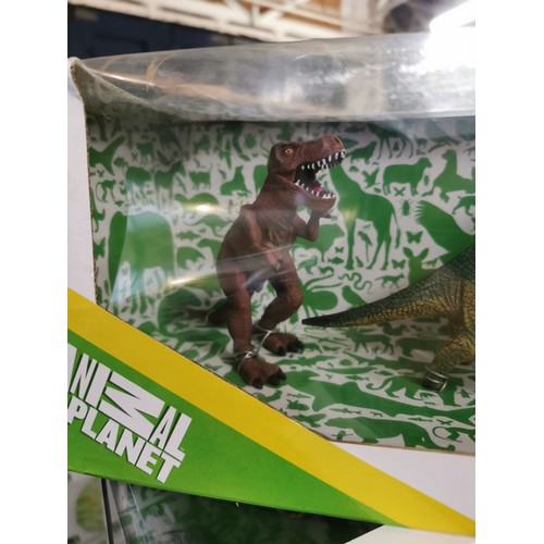 51 - New and boxed Animal Planet Deluxe figures set of dinosaurs being T-Rex, Brachiosaurus & parasaurolo... 