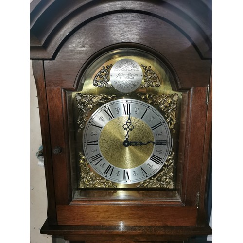 3 - 180 cm tall Julian Stanton reproduction Westminster long case clock - 1 chain loose and not working