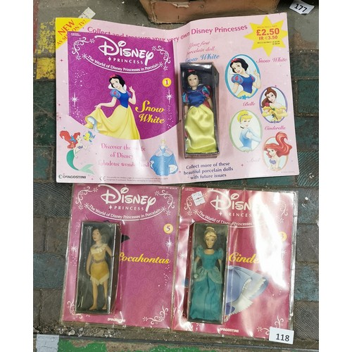 118 - 3 x still sealed 2004 De Agostini Disney Princess dolls, Snow White, Cinderella and Pocahontas