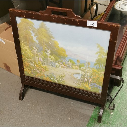 380 - Old wooden picture fire screen