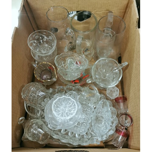 321 - Job lot of assorted antique and vintage glassware including jugs etc