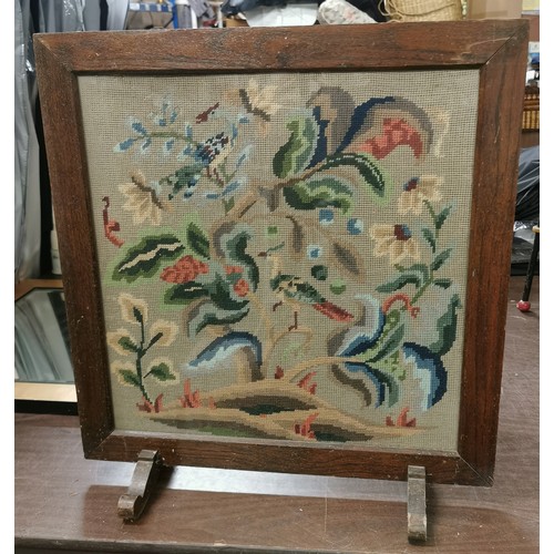 45 - Wooden framed vintage tapestry fire screen