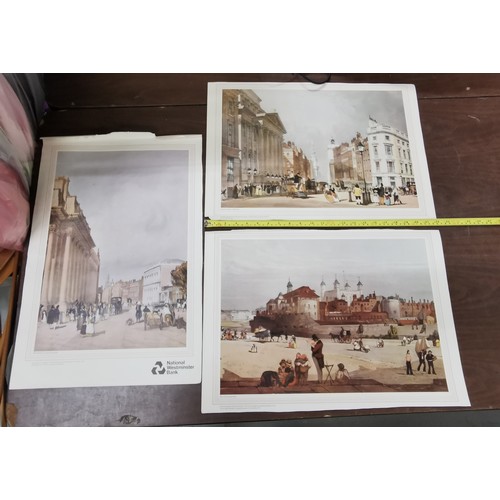 320 - Bundle of large unframed colour prints being 6 x old London, 2 x Constable and 1 x Van De Velde mari... 