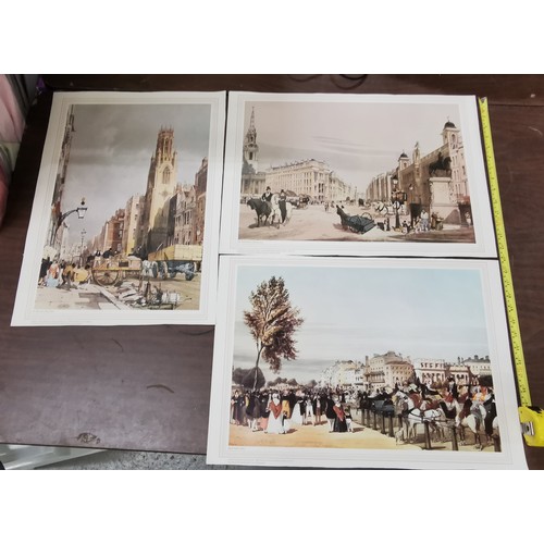 320 - Bundle of large unframed colour prints being 6 x old London, 2 x Constable and 1 x Van De Velde mari... 