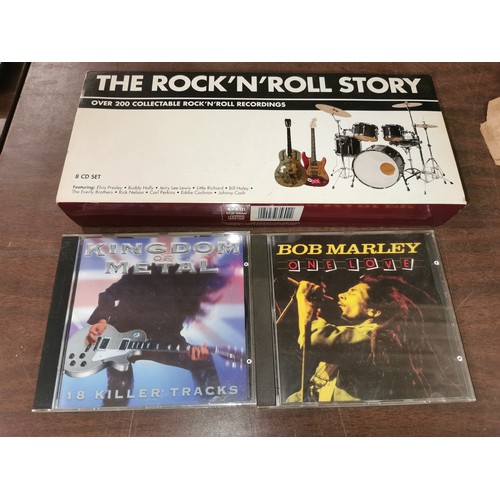 296 - The rock & roll story 8 CD box set, Kingdom of metal CD and Bob Marley one love CD