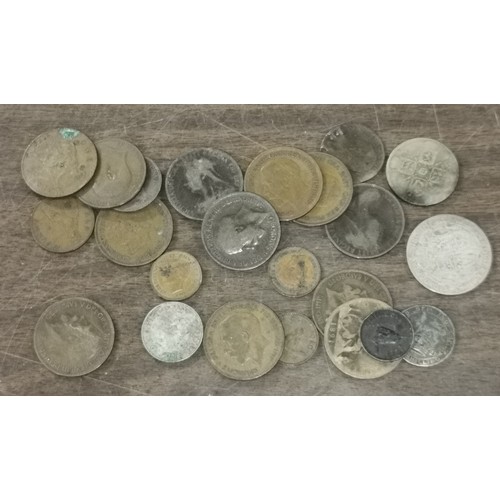 23 - Bundle of Victorian, George V & VI copper and silver UK coins