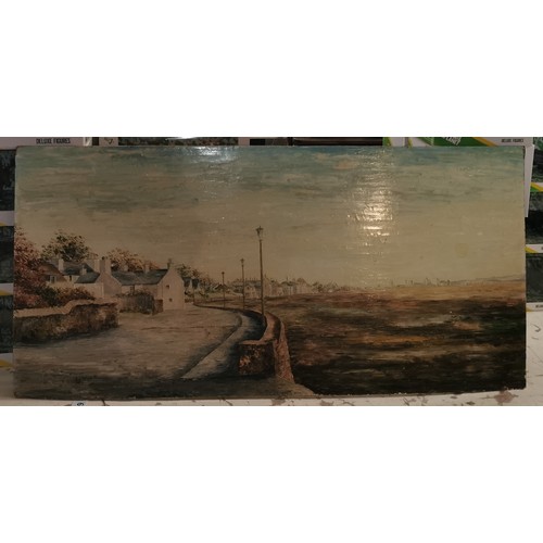 92 - 97 x 46.5 cm unframed painting on board of Parkgate Wirral, signed P. Quinley 1975