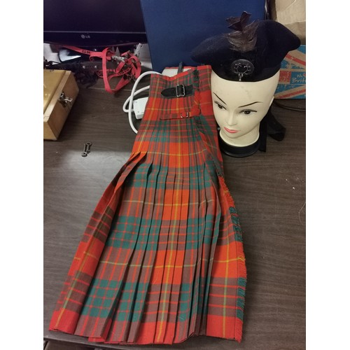 177 - Vintage Tartan kilt and Glengarry