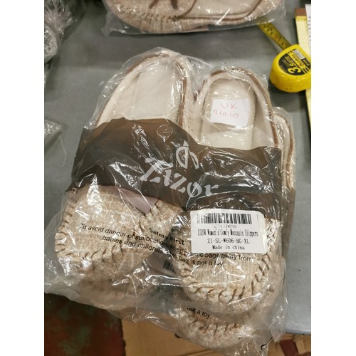 108 - 2 x new and bagged pairs of Zizor comfy moccasin slippers size 9-10