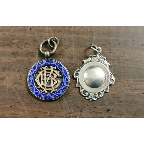 27 - 1 x silver and enamel and 1 x other silver pendant or fobs