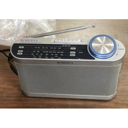 60 - Small silver Roberts 3 band portable radio