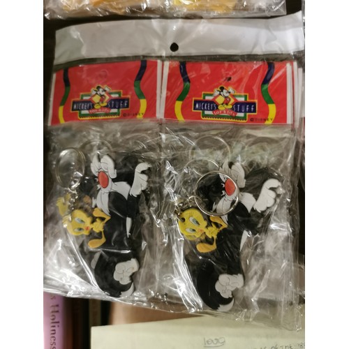 127 - Wholesale pack of 10 x new old stock Mickeys Stuff For Kids 8 cm long Tweety & Sylvester soft keyrin... 