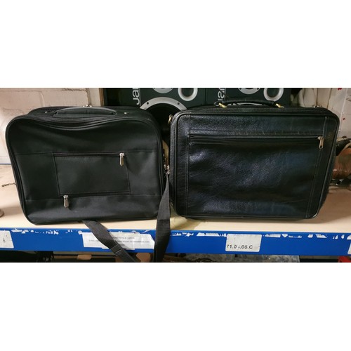30 - Executive leather briefcase and other canvas briefcase