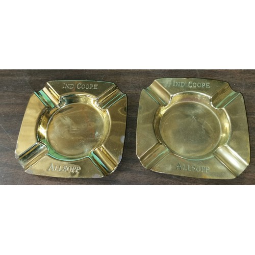 Pair of brass Ind Coope Allsopp advertising pub ashtrays