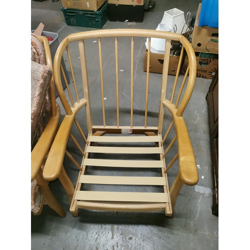 Pair of clean, Ercol style Windsor armchairs