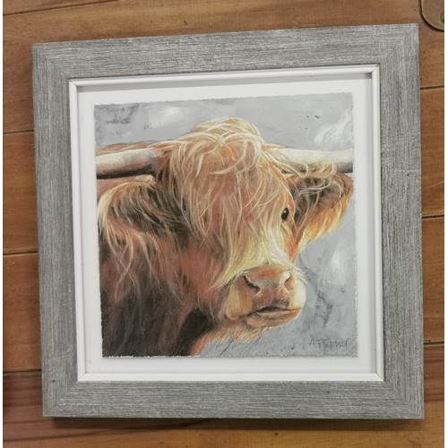 43 - 25 x 25 cm framed Highland cow print after original Adeline Fletcher painting