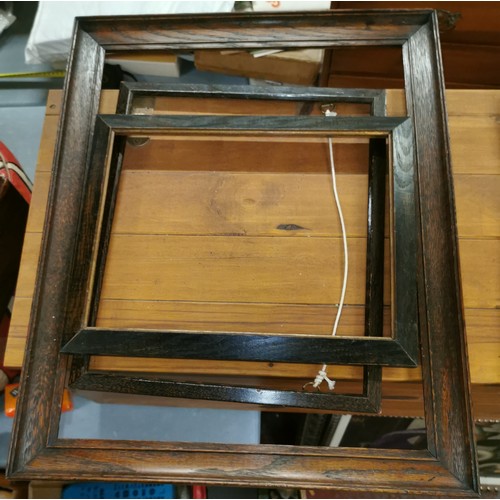 62 - 3 x old wooden picture frames, no glass or backings, largest 47 x 58.5 cm