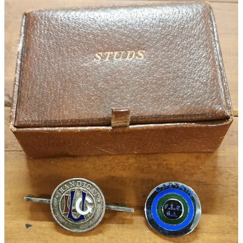 2 - 2 x golf badges in old 'studs' box