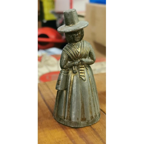 172 - 10.5 cm tall metal figure bell in Welsh traditional female dress