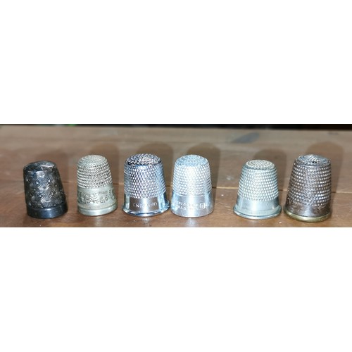8 - Bundle of 6 x assorted thimbles including 1 x Charles Horner Chester -hallmark hardly readable