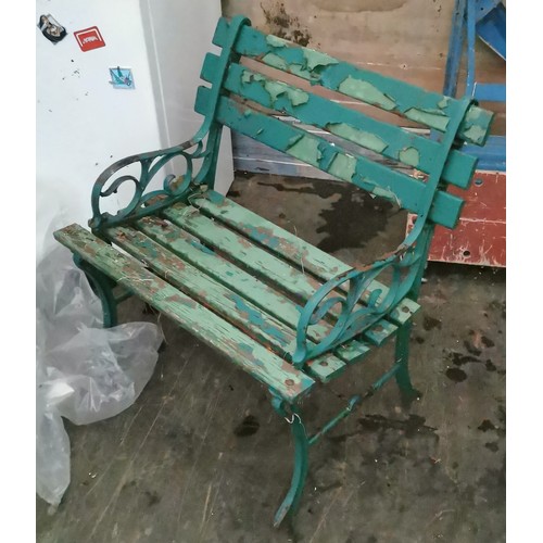 105 - Weathered but sturdy, cast end garden chair