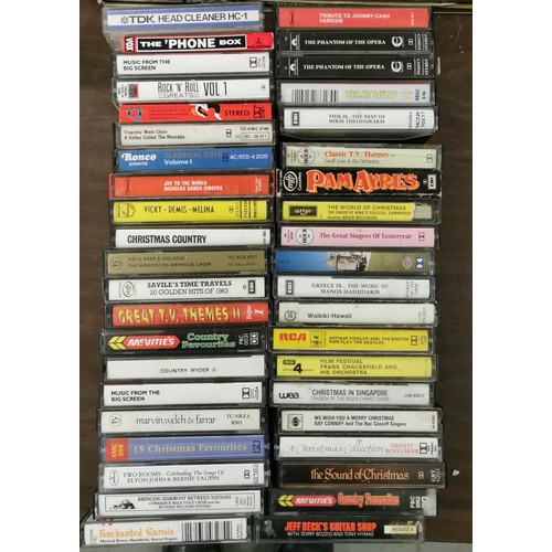 126 - Bundle of assorted easy listening and compilation audio cassette tapes plus head cleaning tape