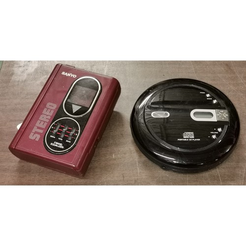 129 - Retro Sanyo personal radio cassette player and Asda personal Cd player