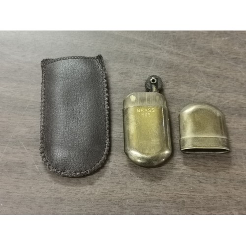 246 - Brass no'5 petrol lighter in pouch