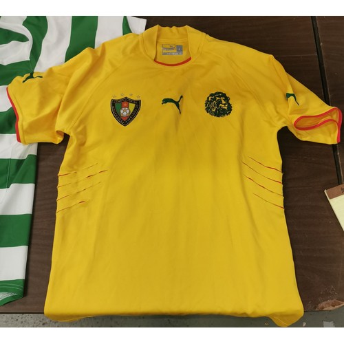 256 - 3 x retro football shirts - Celtic (Carling), Cameroon and Tunisia