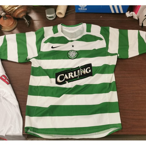 256 - 3 x retro football shirts - Celtic (Carling), Cameroon and Tunisia