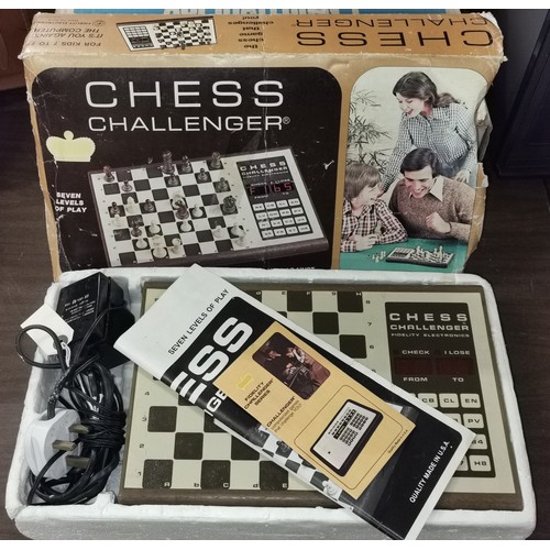 275 - Boxed vintage chess challenger electronic game - 1 white pawn missing