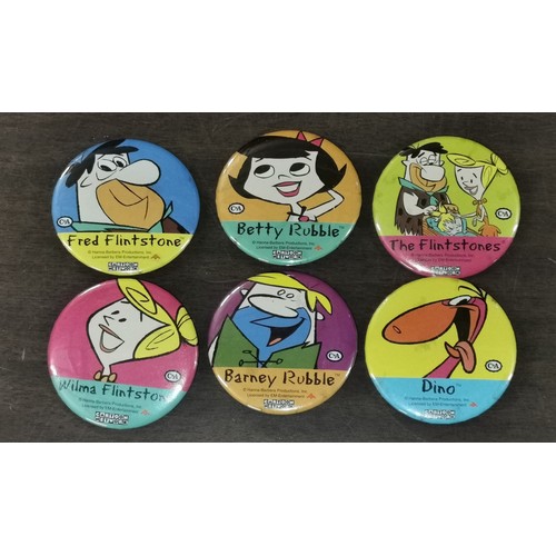 308 - Bundle of 6 x Flintstones 6 cm diameter badges