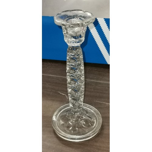 321 - 22 cm tall vintage clear glass candlestick