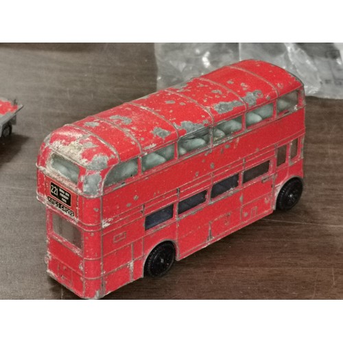 336 - Playworn Dinky 289 Routemaster bus and 3 x small scale Lesney vehicles