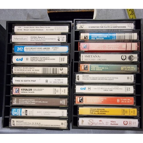 98 - 2 x plastic racks with 20 mainly classical audio cassette albums