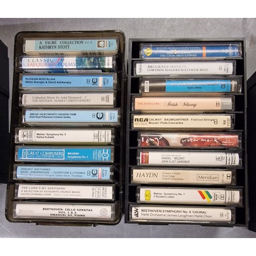 99 - 2 x plastic racks with 20 mainly classical audio cassette albums