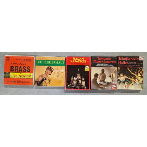 97 - 2 x pre recorded reel to reel album tapes and 3 x twin audio cassette albums