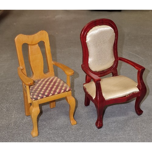 54 - 2 x dolls house furniture carver/arm chairs