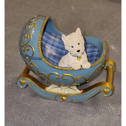 58 - 8.5 cm long and 7.5 cm tall Bradex, Pawprints on your heart, West Highland terrier in rocking crib f... 