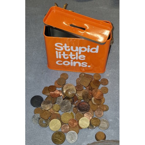 5 - 'Stupid little coins' money saving tin and contents