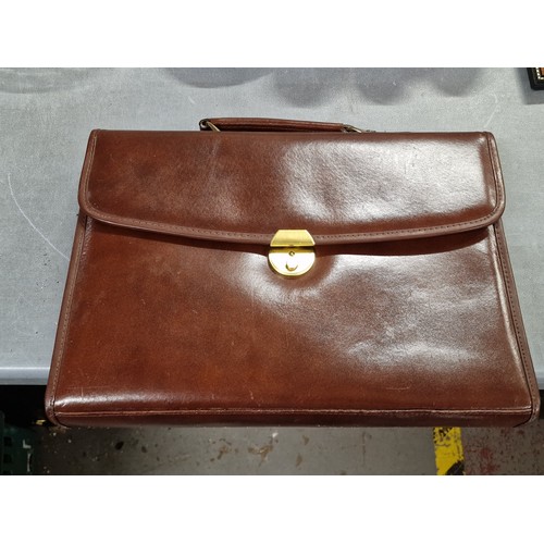 147 - Piere Cardin designer brown leather briefcase