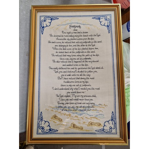 206 - 34.5 x 51.5 cm gilt framed 'Footprints' needlework poem