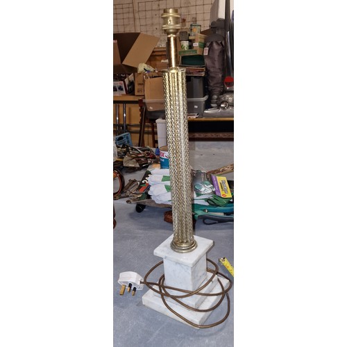 174 - 57 cm tall brass table lamp on marble pedestal - kindly donated with all proceeds from this lot goin... 