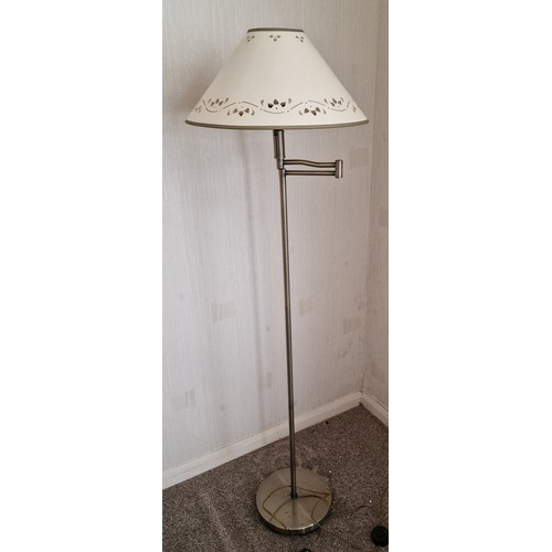 134 - Approx 140 cm tall brass finish extending arm modern standard lamp