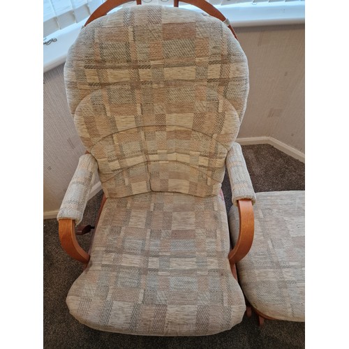 136 - Dutailier rocking chair with 'stop rocking' lever and matching rocking foot rest