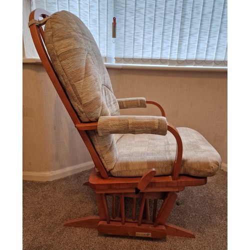 136 - Dutailier rocking chair with 'stop rocking' lever and matching rocking foot rest