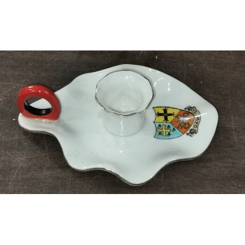 356 - 11.5 x 8.5 cm Goss crestware, Dawlish candle holder