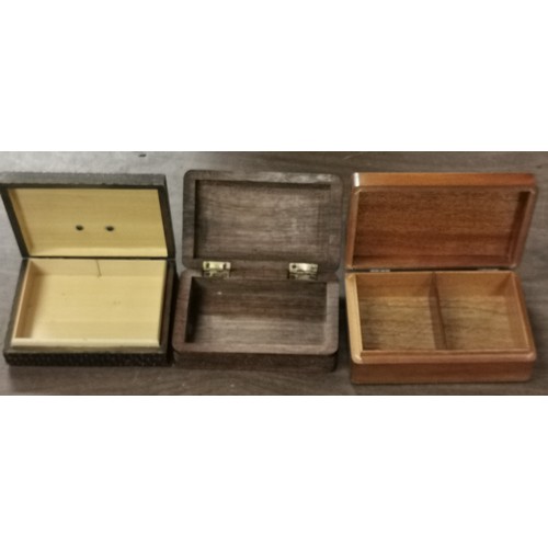 159 - 3 x wooden cigarette and trinket boxes