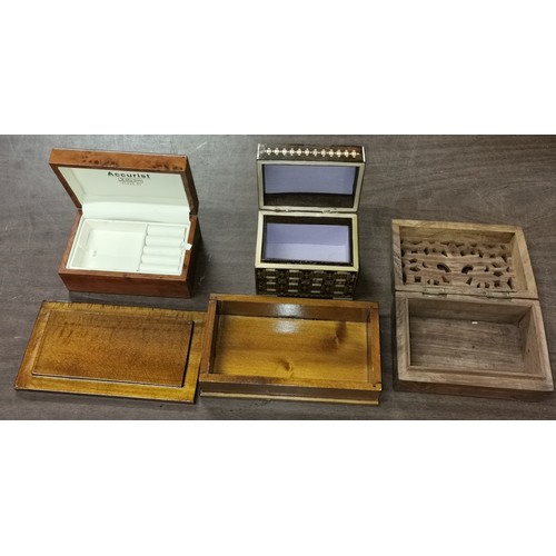 21 - Bundle of assorted wooden boxes and 1 x tray