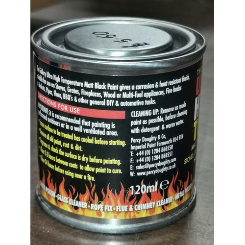 2 - New 120 ml The Gallery ultra high temperature, matt black paint for stoves & fireplaces etc